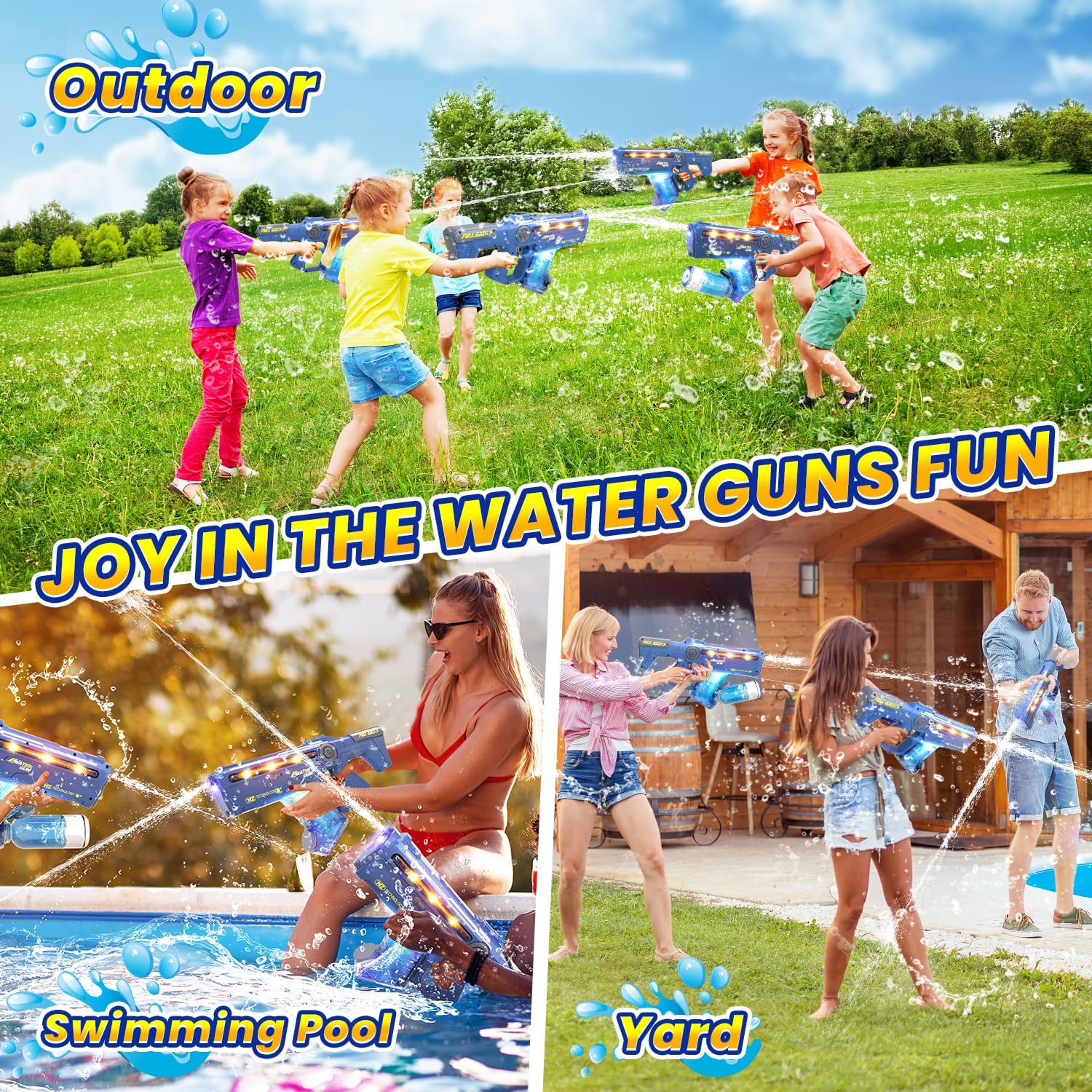 EagleStone Electric Water Gun for Adults Kids with LED Lights, Super Battery Powered Squirt Gun,Automatic Soaker Water Gun 650CC Capacity, 33FT Range,Pool Beach Outdoor Party Toys for Kids Ages 8-12