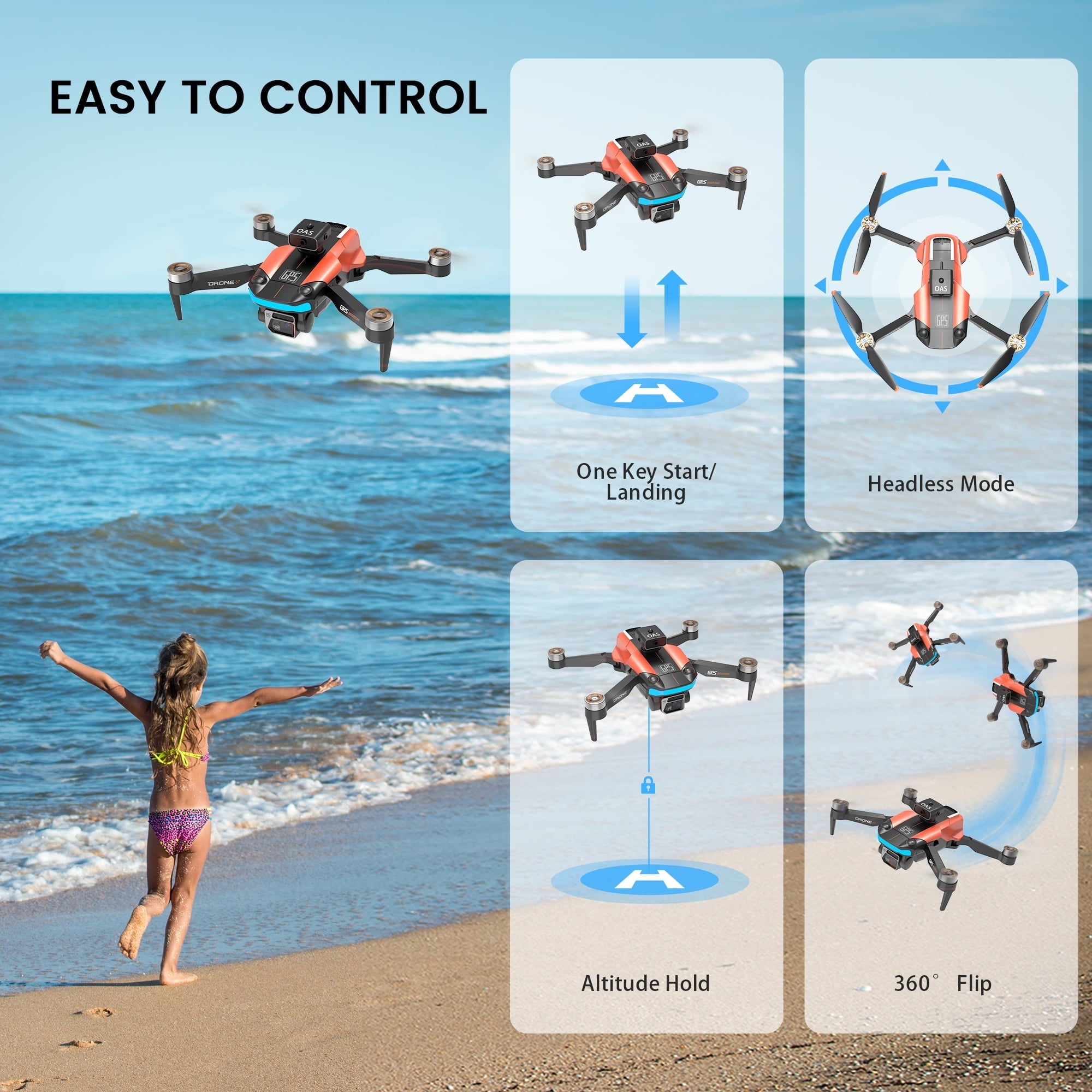 Islyne D99 GPS Drone with 8K UHD Camera, Foldable Drones for Adults Beginners, RC Quadcopter Drone, Brushless Motor, VR Mode, GPS Auto Follow