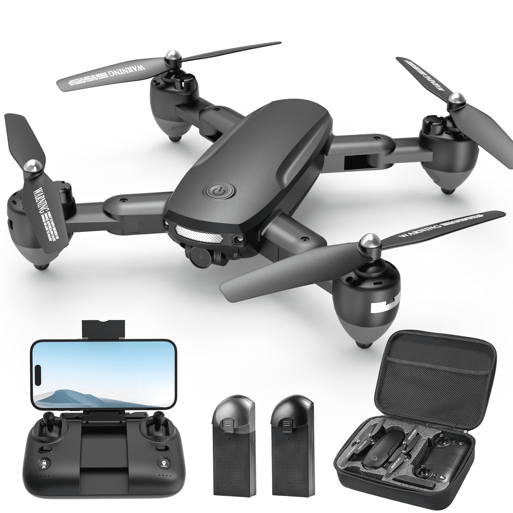 Islyne JY01 GPS Drone for Adults and Kids, Foldable Drone with 4K Camera, Optical FLow Sensor, One Key Take Off/Landing, 2 Batteries, Gifts for Girls and Boys,Black