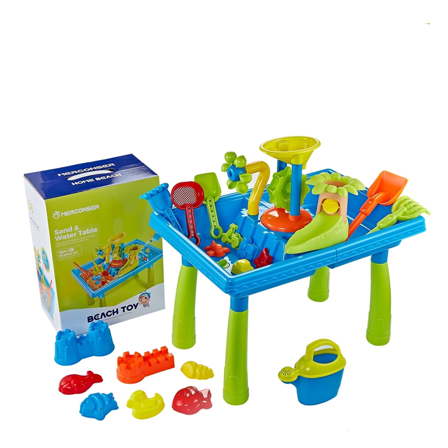 JoyStone Kids Sand Water Table for Beach, 38PCS Activity Sensory Play Table Toys for Toddlers, Water Activity Tables Summer Gift Toys for Outside Backyard for Kids Age 3-5