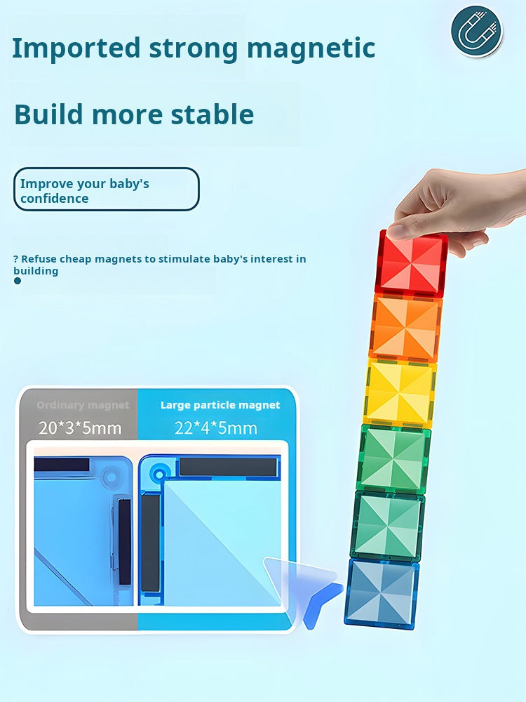 Islyne T99 Diamond Surface Color Window Magnetic Pieces Children's Educational Toys Assembly Track Tube Building Blocks Boys and Girls Strong Magnetic Suction Jigsaw Pieces