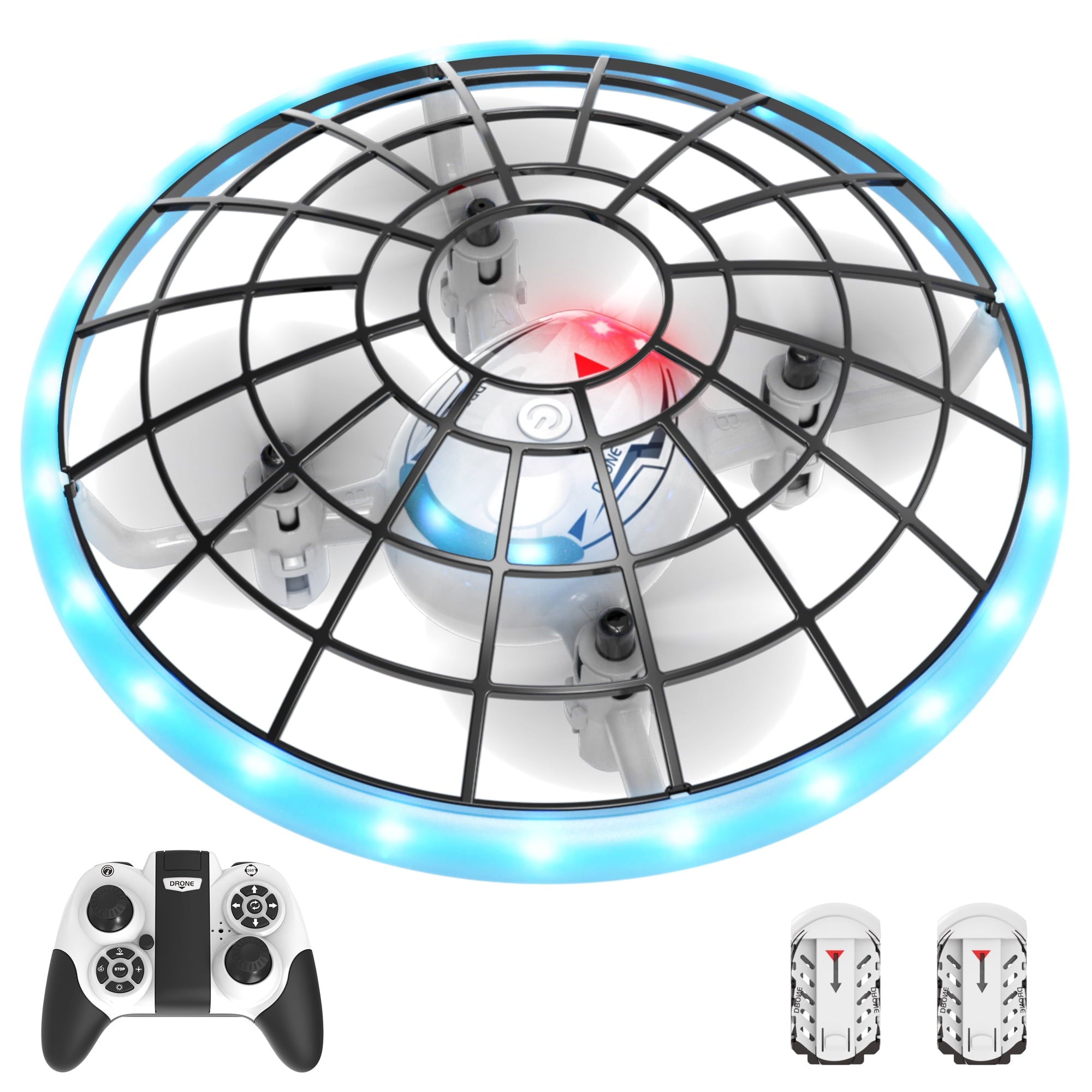 Islyne Q1 Mini Drone with LED Lights for kids, RC Quodacopter with Propellers Fully Protected, Headless Mode, One-Click Return, 2 Batteries, Flying Drone Gifts for Boys and Girls