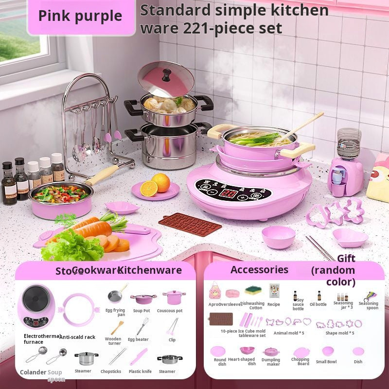 Islyne T18 children's Internet celebrity popular mini kitchen toy real cooking full set real kitchen utensils for cooking girls birthday gift