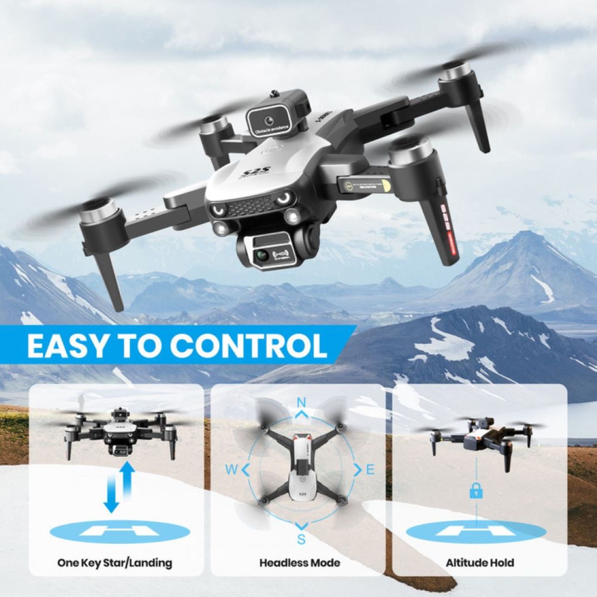 Islyne S2S Drone with 6K UHD Camera, Foldable Drones for Adults Kids, RC Quadcopter Drone, Brushless Motor, Optical Flow Positioning, Waypoint Flight, 2 Batteries 50 Mins Flight Time