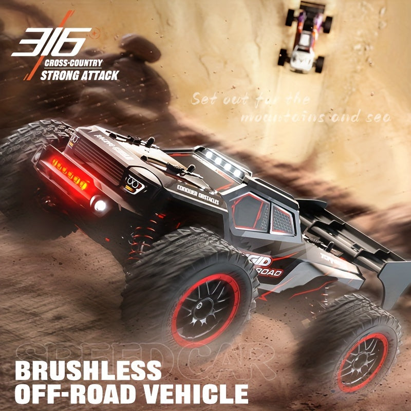 High-Speed RC Off-Road Car, 80KM/H Brushless Motor, Metal All-Terrain Vehicle with Wheelie Bar, Rechargeable 18650 Lithium Battery