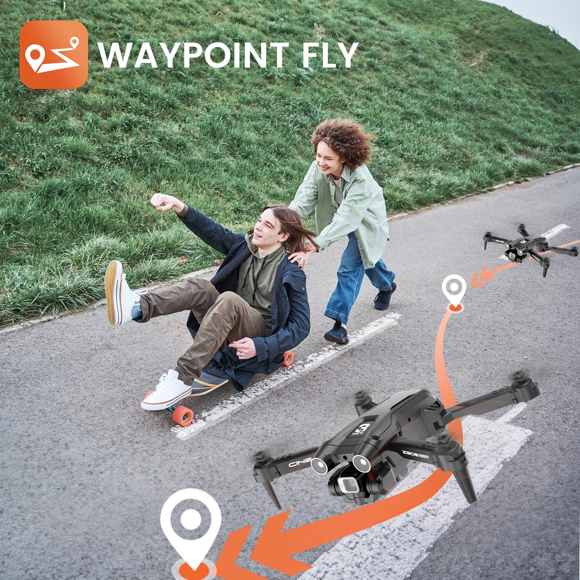 Islyne D96 Drone with 4K HD Dual Camera for Adults and Beginners Foldable Drone Follow Me Mode 3 Batteries 36mins Flight Time, Black