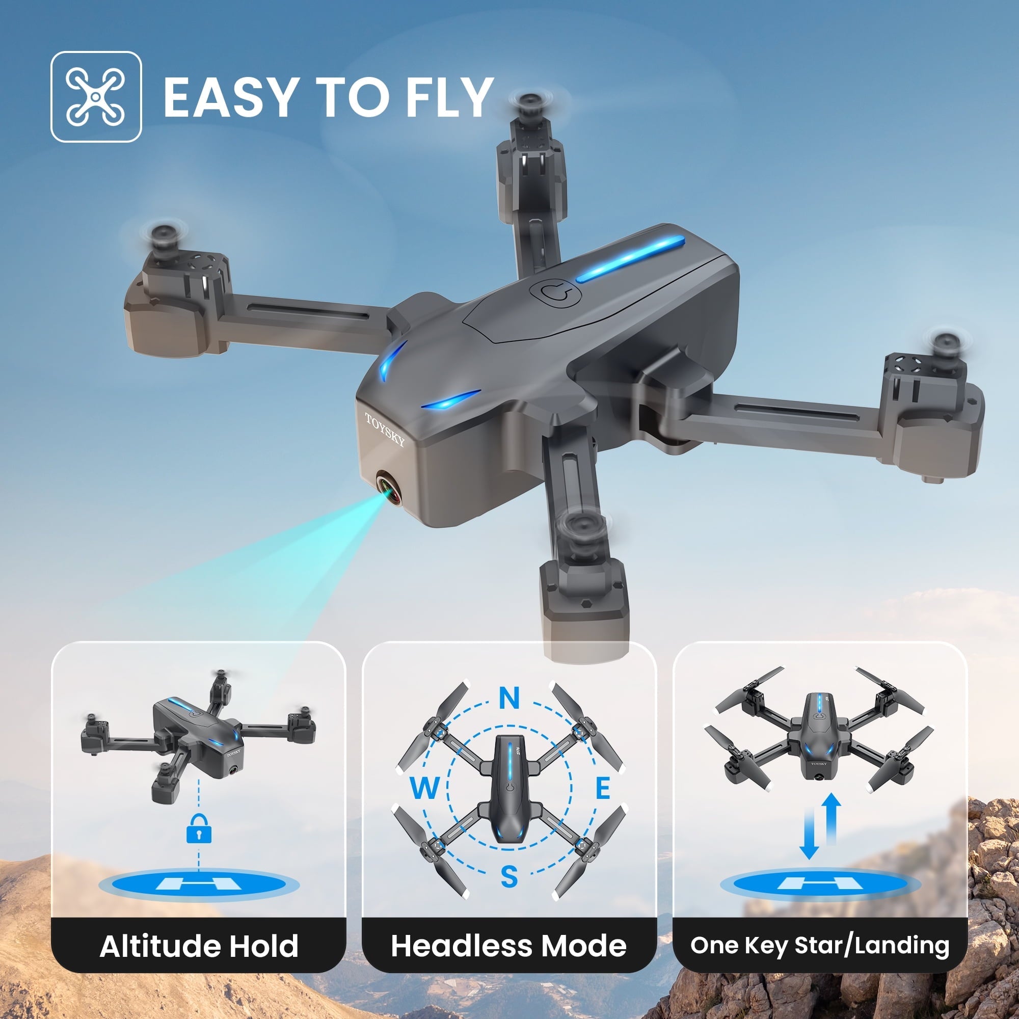 Islyne S176G GPS Drone with 4K Camera for Adults, RC Qudcopter with Auto Return Home, Smart Follow Me, 2 Batteries and Carry Bag, Black