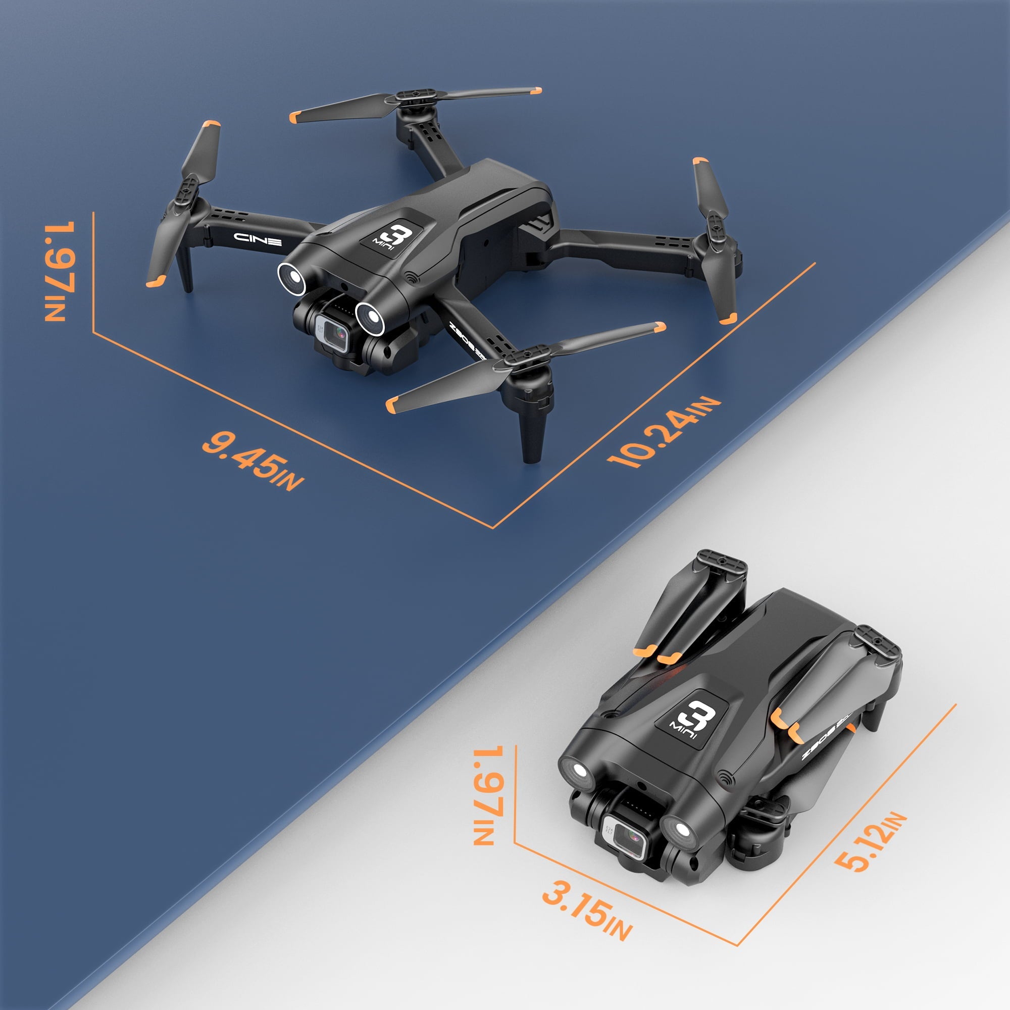 Islyne D96 Drone with 4K HD Dual Camera for Adults and Beginners Foldable Drone Follow Me Mode 3 Batteries 36mins Flight Time, Black