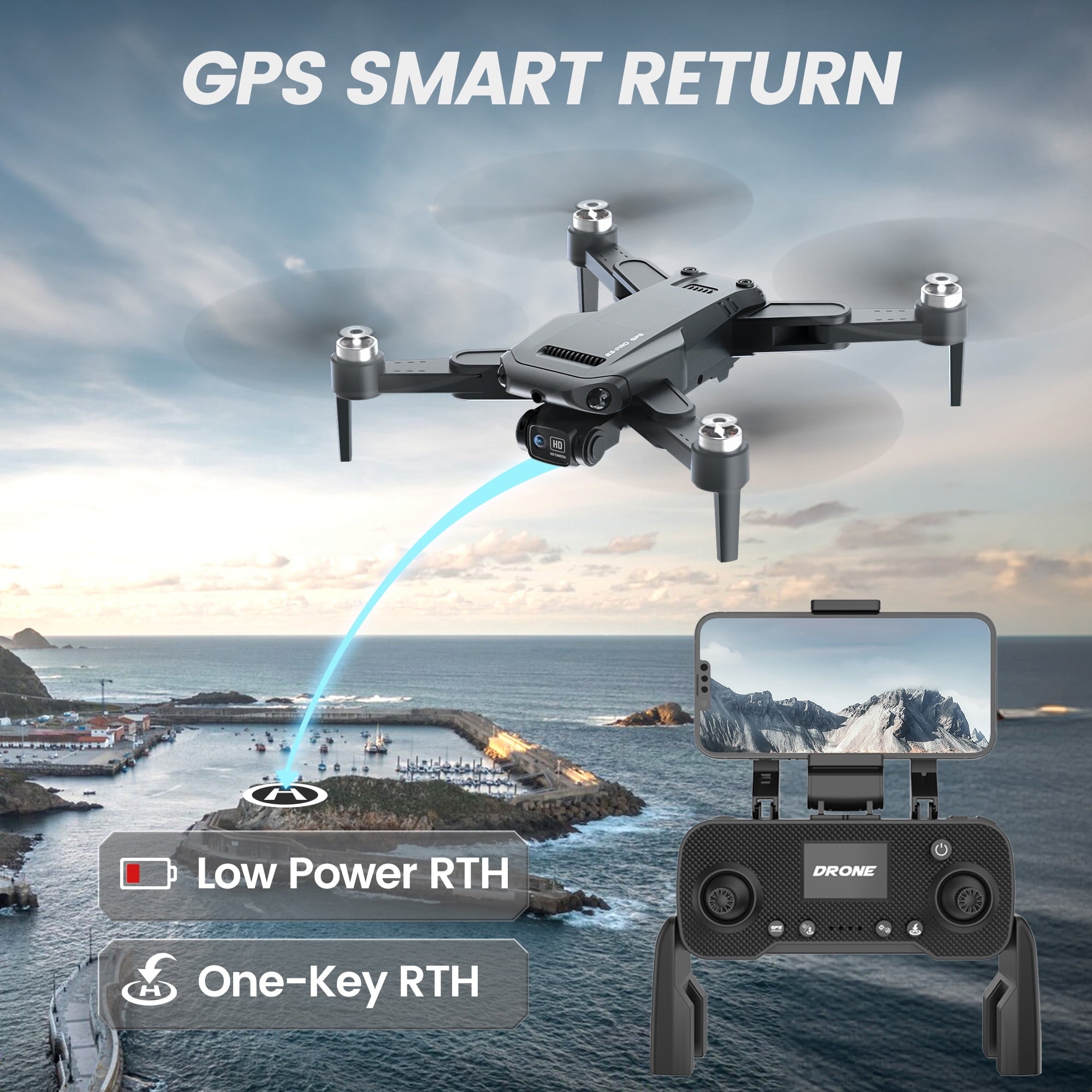 Islyne B3-PRO GPS Drone with 4K HD Camera,Foldable Drones for Adults,Brushless Motors,2 Battery With 44 Minutes Flight Time,Gifts Toys for Outdoor Play