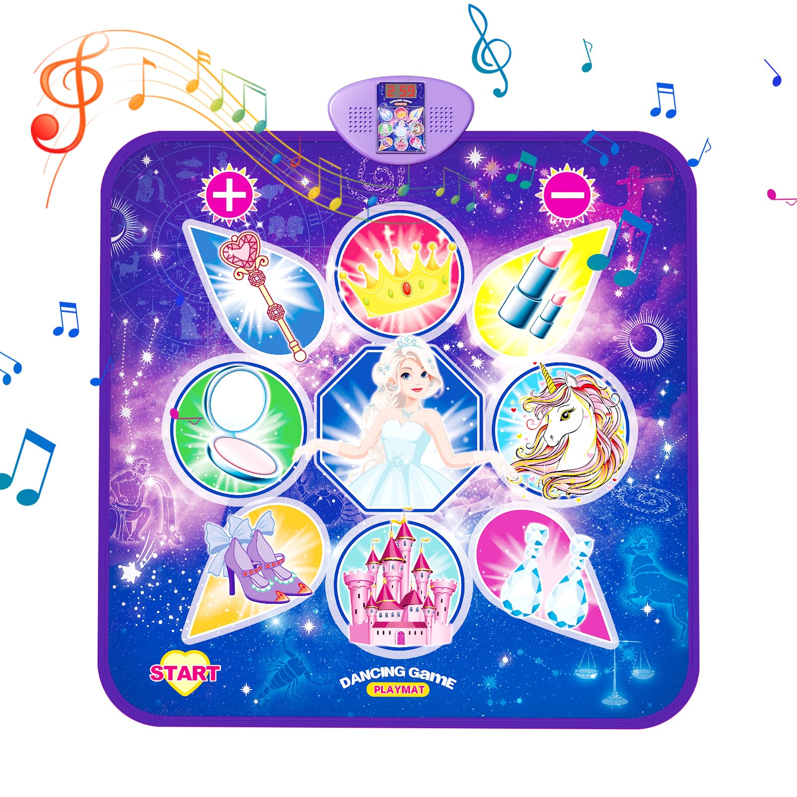 EagleStone SF25101 Level Up Dance Matt | Musical Mat - Dance Game Toy Gift for Kids Girls Boys - Piano mat Ages 3+, Adjustable Volume, Built-in Music, 4 Challenge Levels (35.4"X35.4")