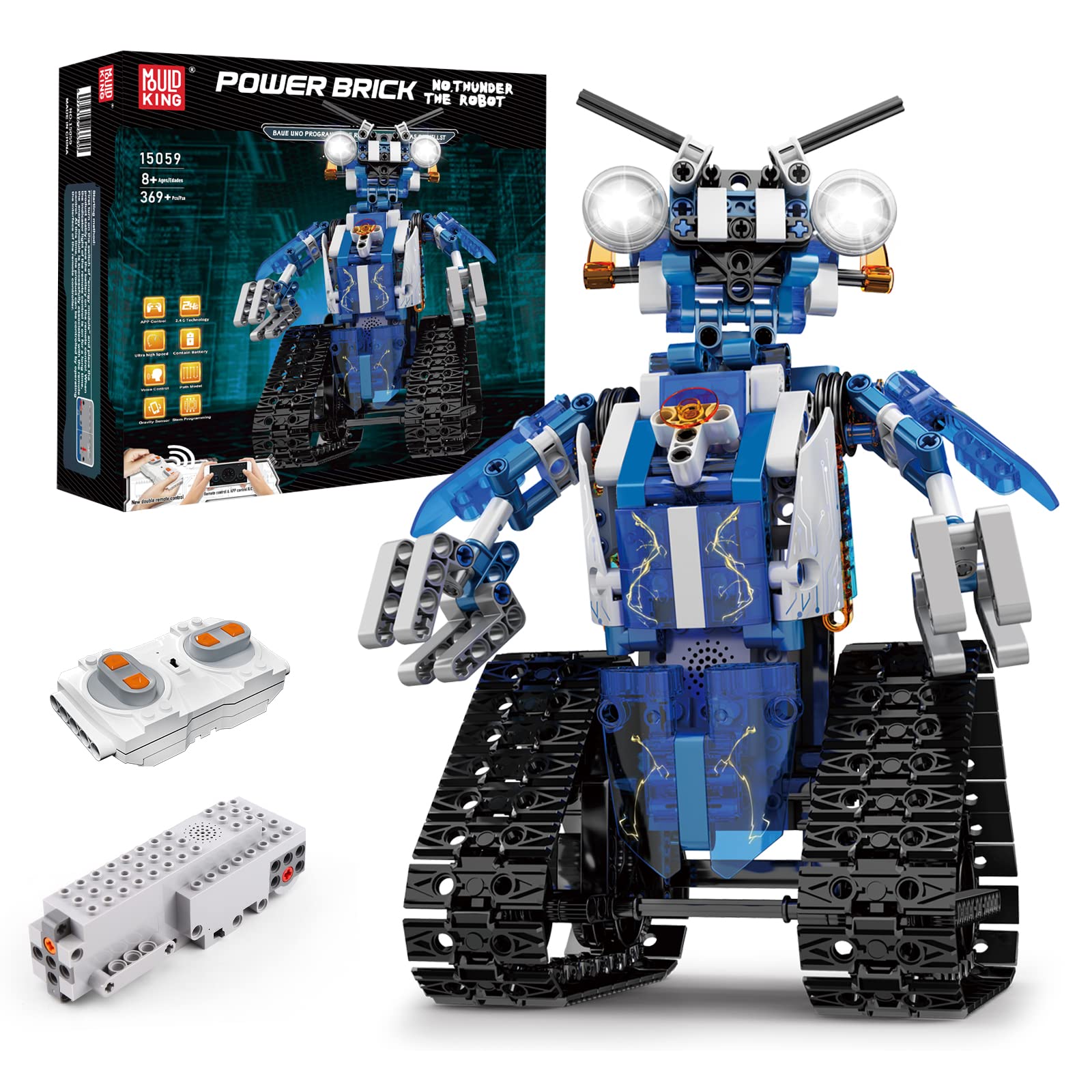 Islyne T25 Mould King 15059 Remote Control Robot Kit, 369 Piece Stem Building Toy, RC Motor Robot for Kids and Teenagers, Educational Toys for Boys, Birthday Gifts