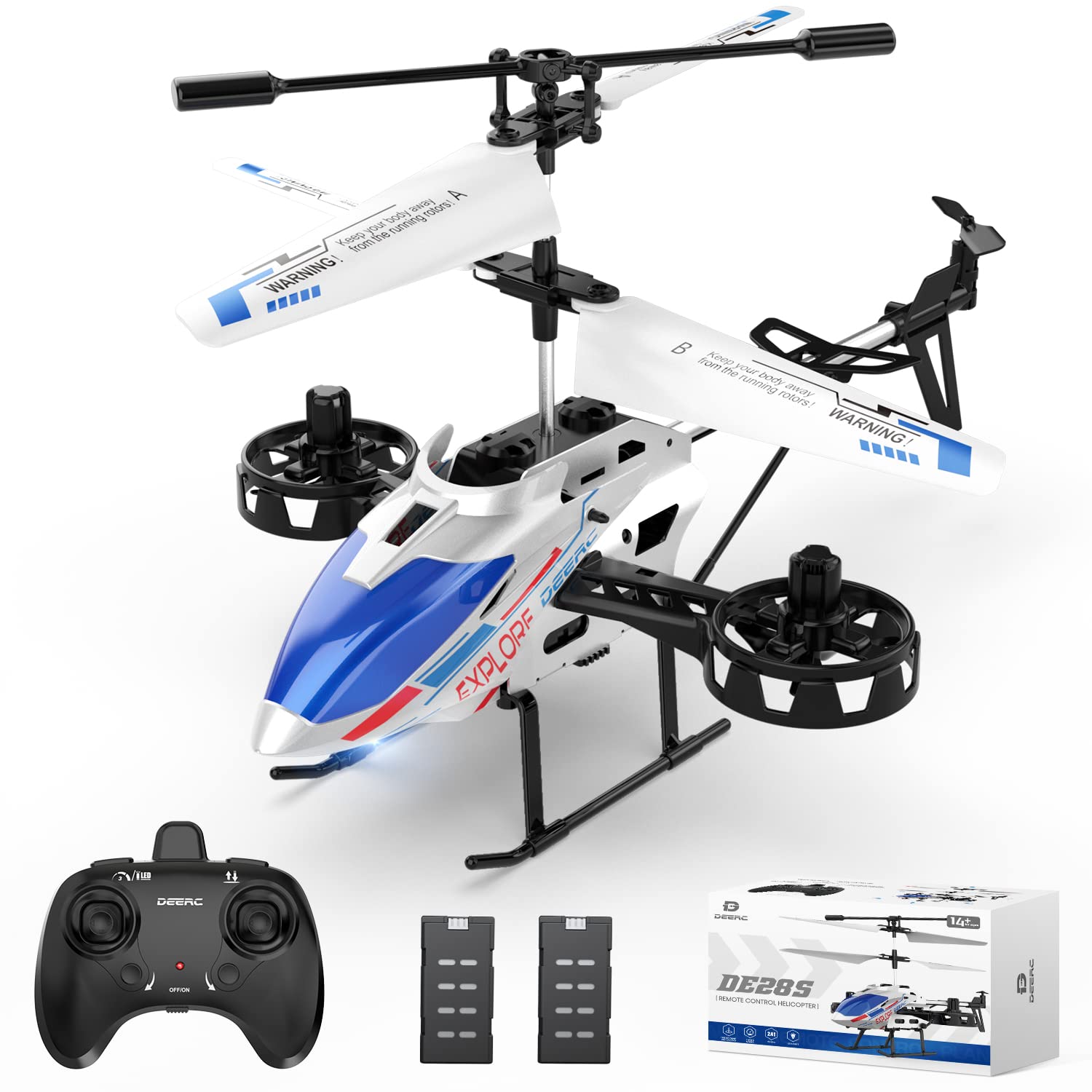 DEERC DE28S Remote Control Helicopter, 4.5CH Lateral Drift RC Helicopters W/Light, 22 Min Play, Altitude Hold, Gyroscope, 2.4GHz Toy for Beginner Boys Girls