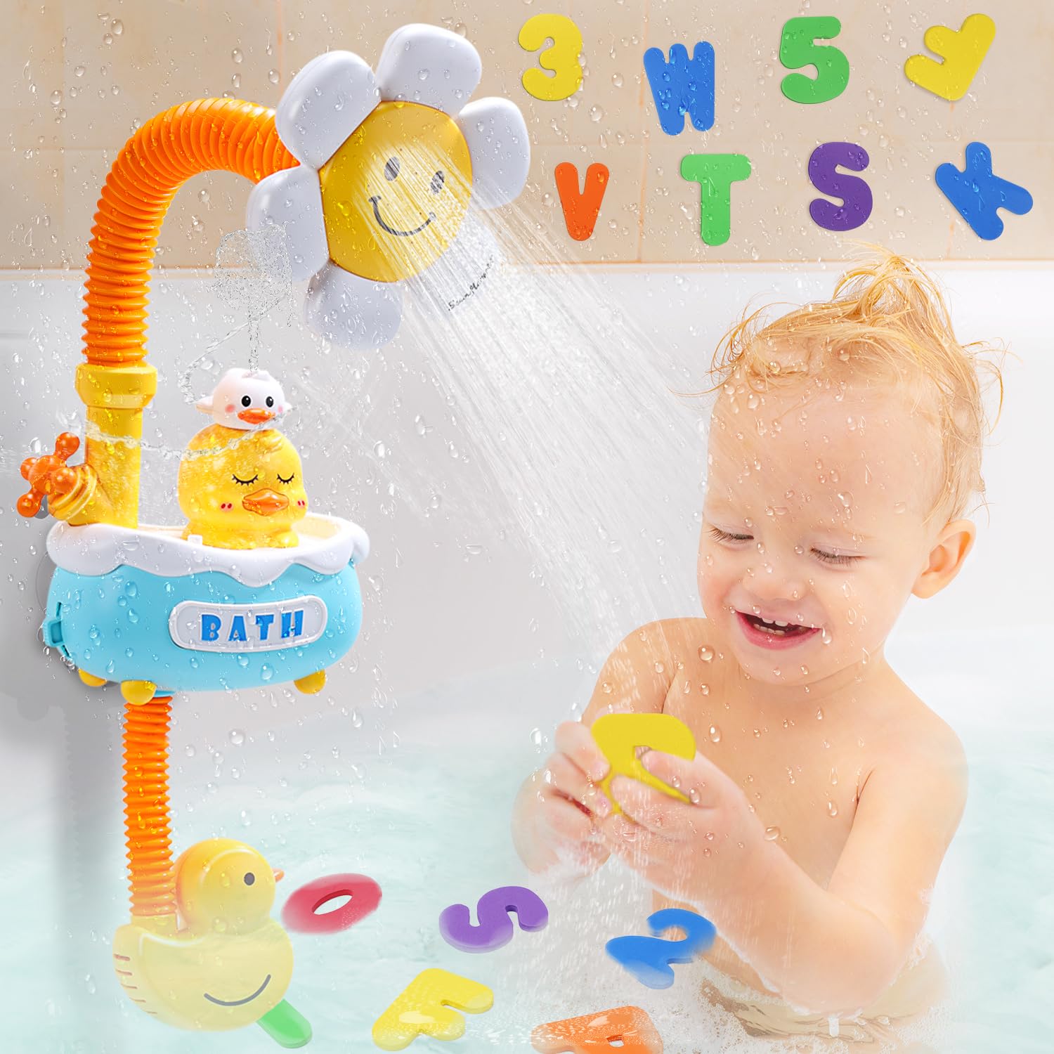 CUTE STONE YB1876 Bath Toy Bathtub Toy with Shower and Floating Squirting Toys, Fishing Game for Toddles and Babies