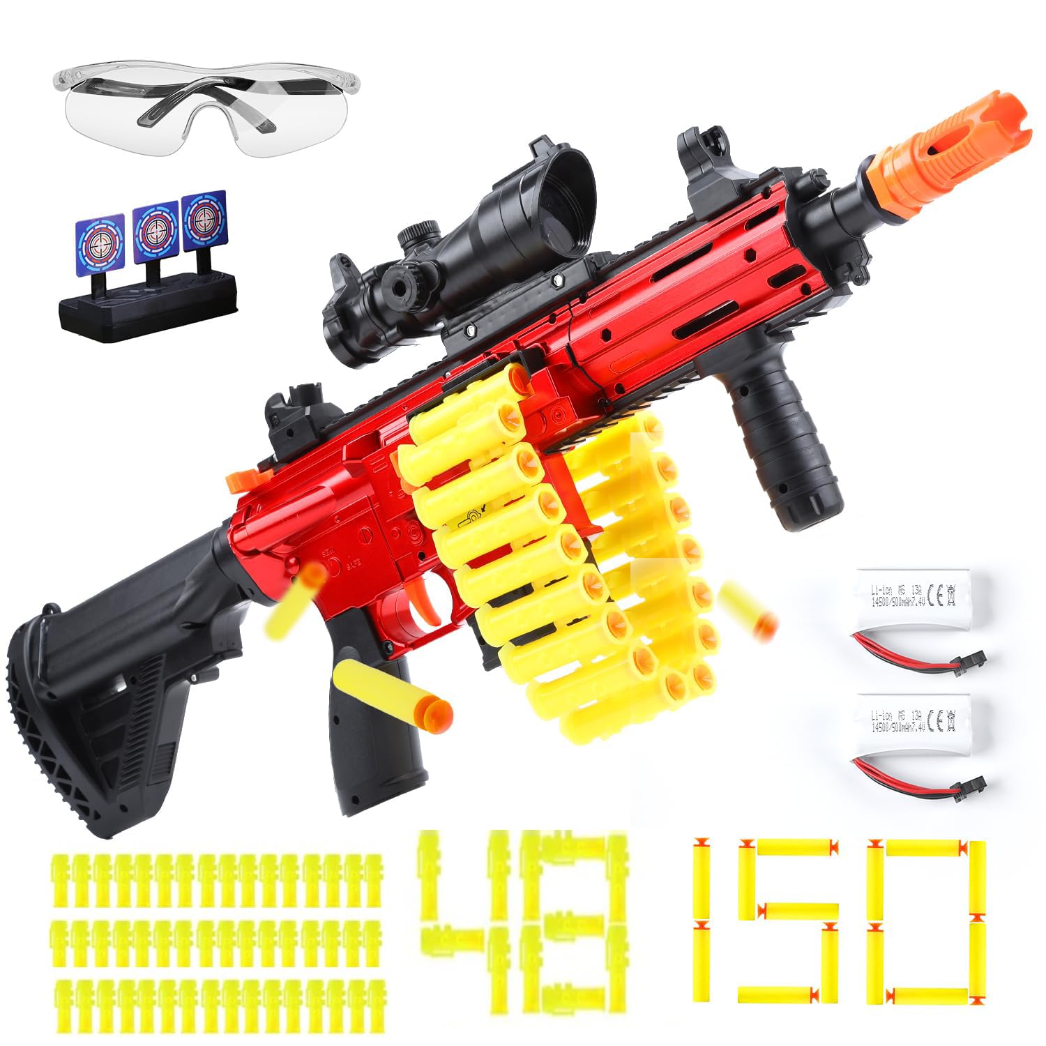 Eaglestone Automatic Toy Guns for Nerf Gun, Auto Sniper Machine Gun, 3 Modes Shell Ejecting Electric Toy Foam Blaster, 150 Darts,2 Battery,30 Bullet Belt, Motorize Realistic Toy Guns for Boys Age 8-12