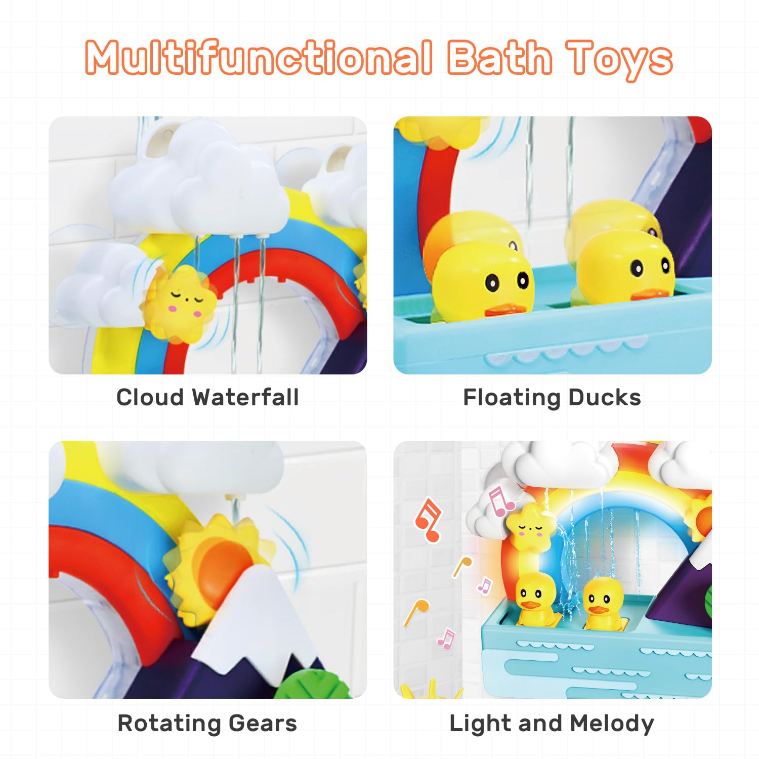 Baby Bath Toy, Interactive Light Up & Musical Bathtub Toys for Toddlers, Floating Squirting Toys Chritsmas Gift for Boys and Girls