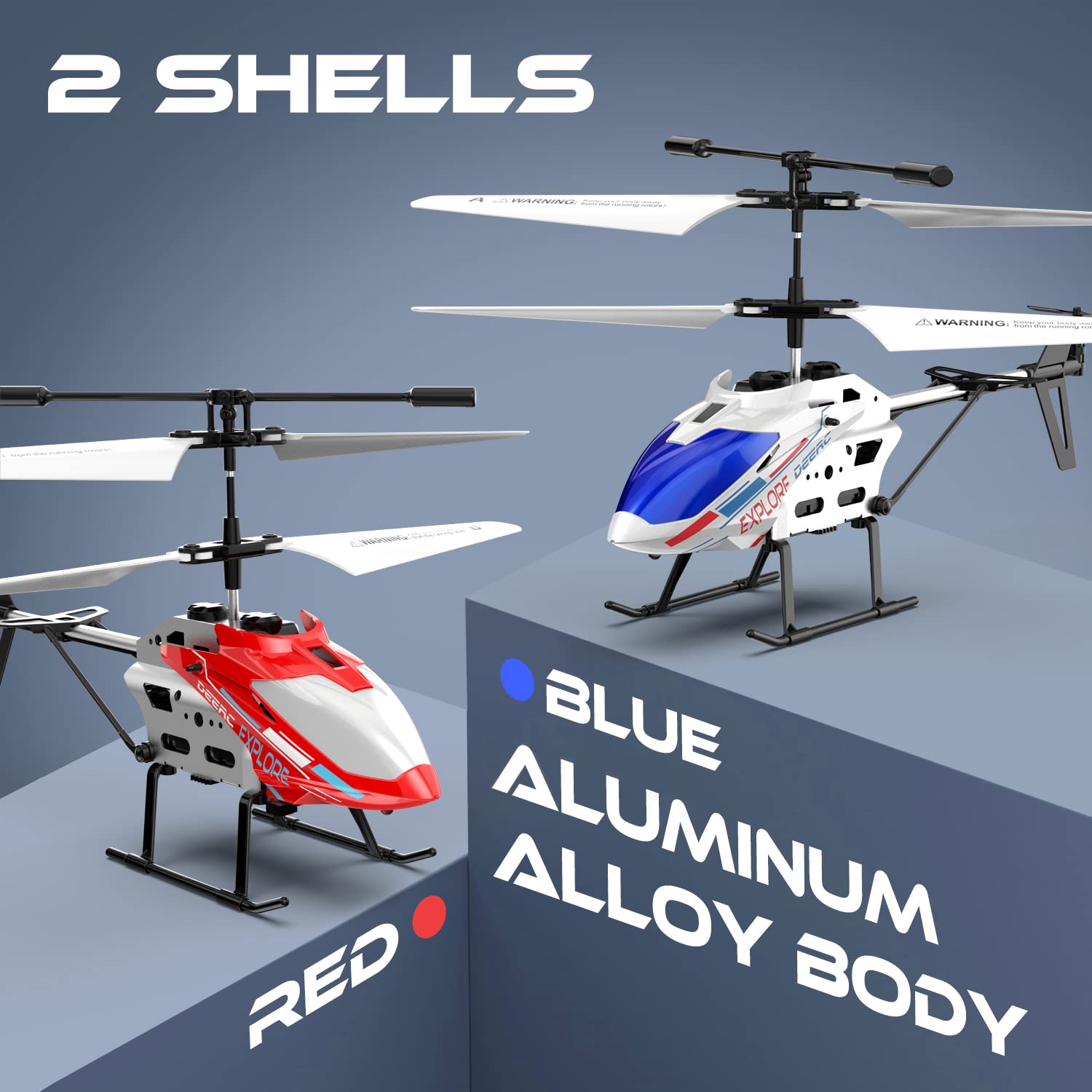 DEERC DE28 Remote Control Helicopter, 3.5 CH Altitude Hold RC Helicopters w/Gyro for Beginner, 2 Shells LED Light One Key Take Off/Landing, 2.4GHz Aircraft Indoor Flying Toy for Kids Boys Girls