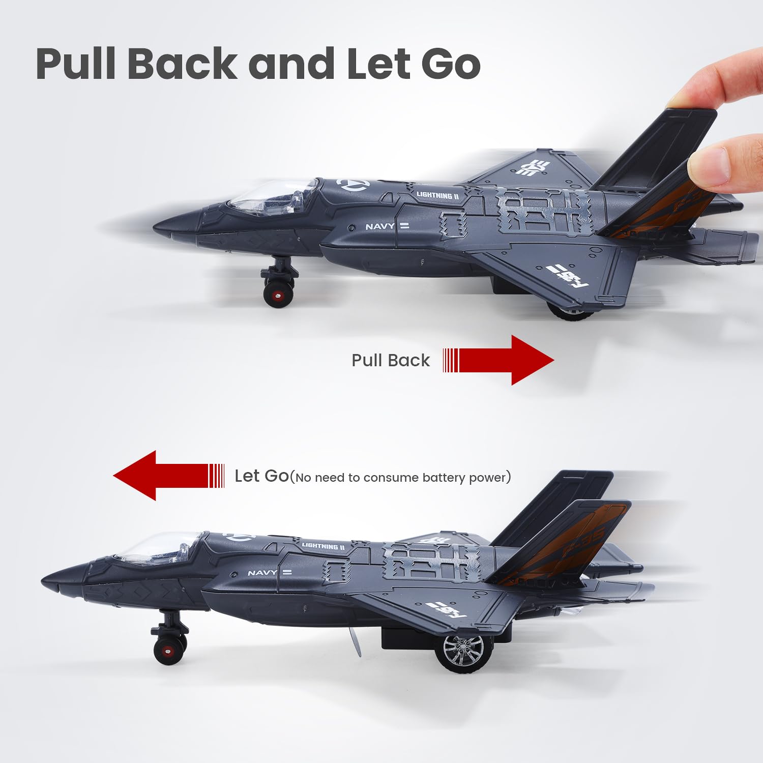 Holy Fun 2 Packs Diecast Airplane Toys with Sound & Light, Pull Back Alloy Fighter Jet Plane Model Toys, for Kids Boys and Girls