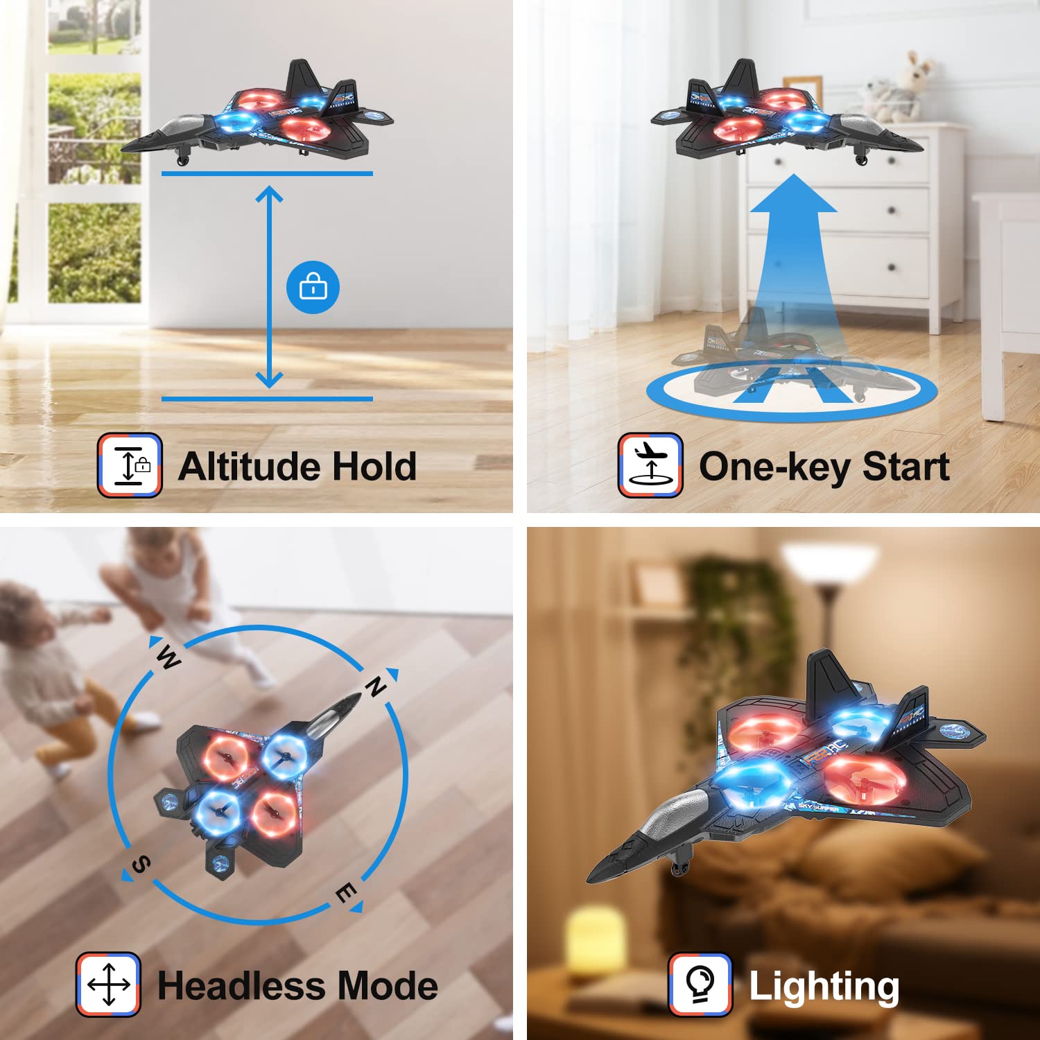 HOLYFUN Drone for Kids and Beginners RC Plane with Light, Remote Control Airplane Quadcopter Helicopter with Auto Hovering, 3D Flip and 2 Batteries (18 Mins), Great Gift Toy for Boys and Girls