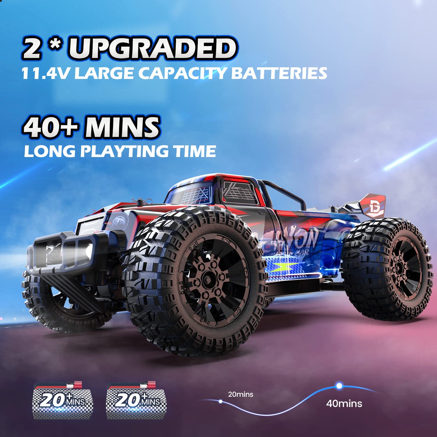 DEERC 210E 1:10 Large Brushless RC Car for Adults, 3S 4X4 RTR High Speed Monster Truck, 60+ KMH, All Terrain 2.4Ghz Hobby Electric RC Truck, Off-Road Remote Control Vehicle, 40+min, RC Crawler for Boys