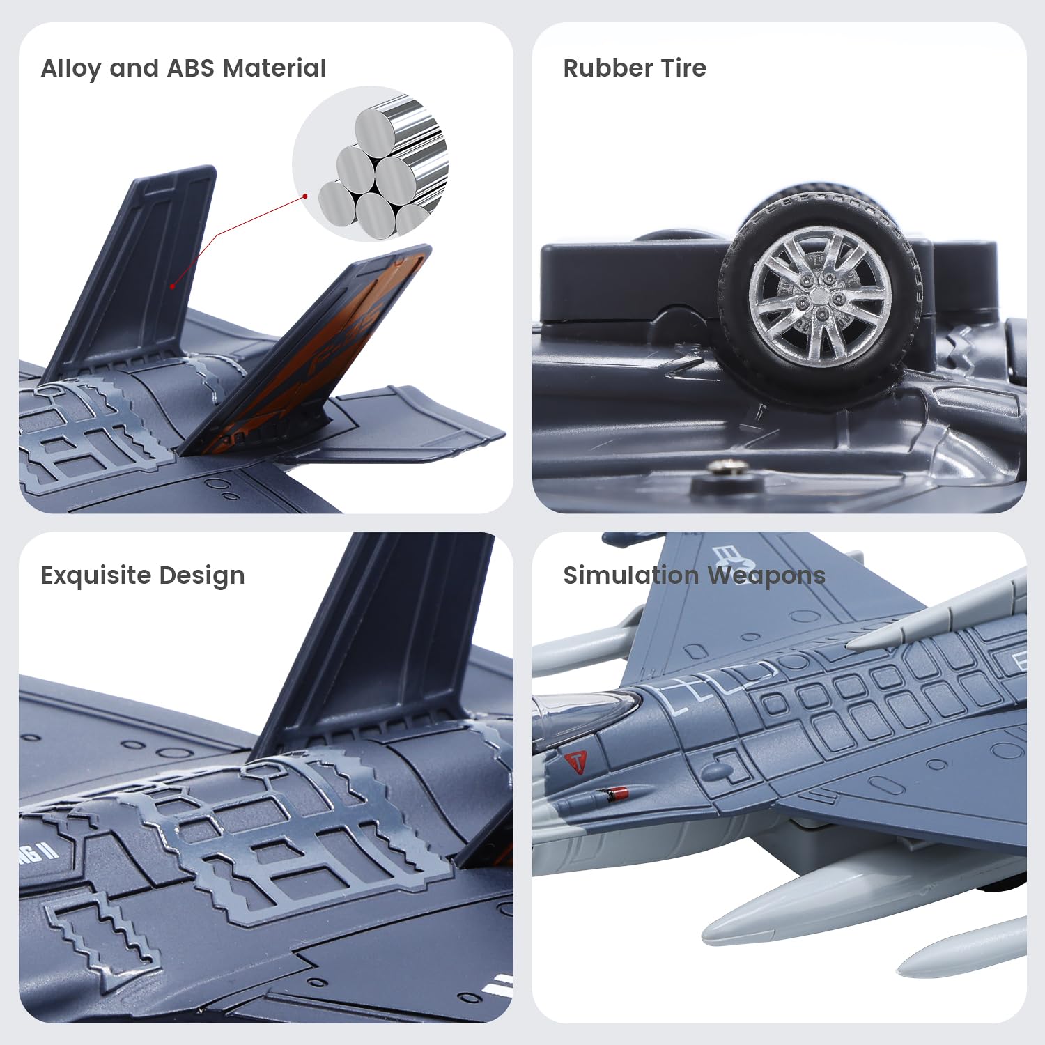 Holy Fun 2 Packs Diecast Airplane Toys with Sound & Light, Pull Back Alloy Fighter Jet Plane Model Toys, for Kids Boys and Girls