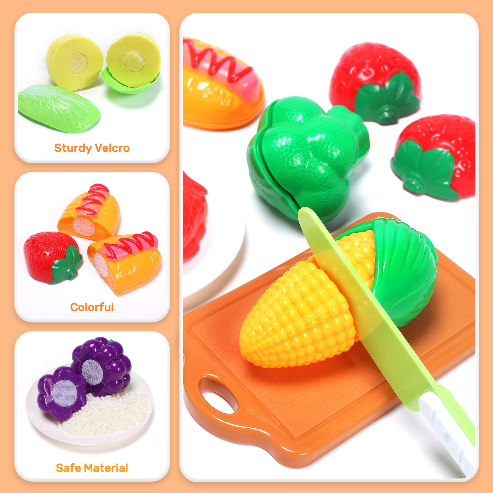 CUTE STONE RPCS204004 Play Kitchen Accessories Toy, Play Food Sets for Kids Kitchen, Toddler Kitchen Set for Kids with Play Pots, Pans, Kids Kitchen Playset, Play Kitchen Toys for Girls Boys