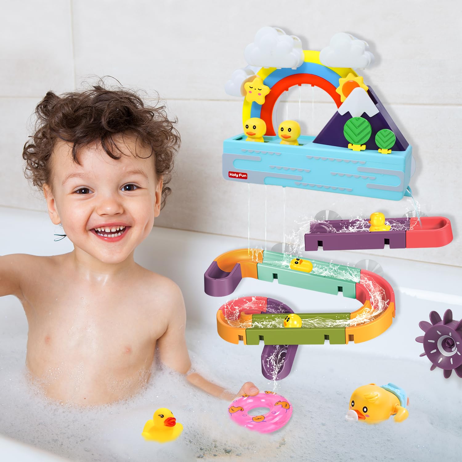 Baby Bath Toy, Interactive Light Up & Musical Bathtub Toys for Toddlers, Floating Squirting Toys Chritsmas Gift for Boys and Girls