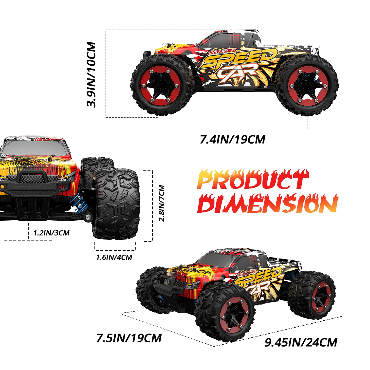 DEERC 9310 RC Cars High Speed Remote Control Car for Adults Kids 30+MPH, 1:16 Scales 4WD Off Road RC Monster Truck,Fast 2.4GHz All Terrains Toy Trucks Gifts for Boys,2 Batteries for 40Min Play