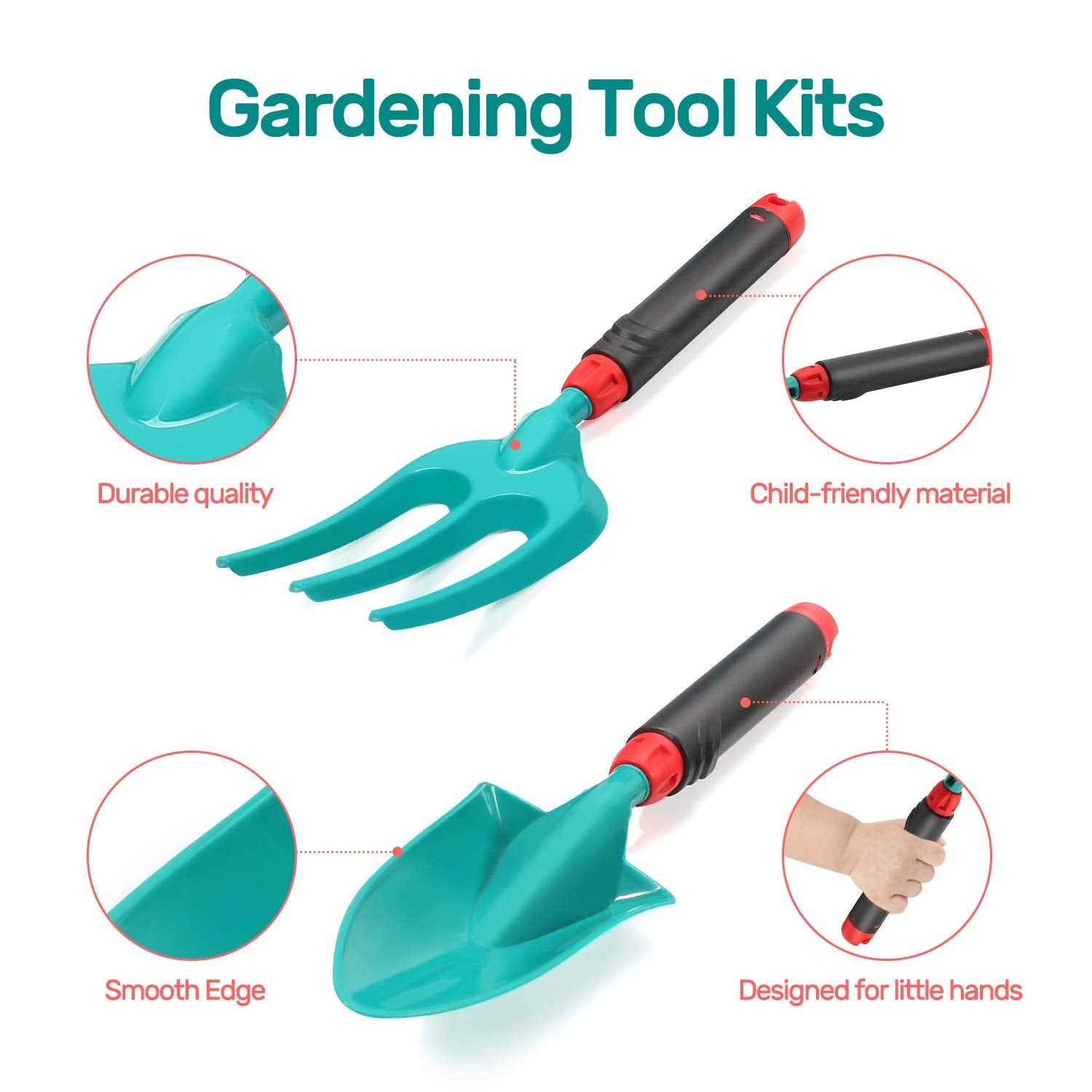 CUTE STONE Kids Gardening Tool Set, Garden Toys with Wheelbarrow, Watering Can, Gardening Gloves, Hand Rake, Shovel, Trowel, Double Hoe, Apron with Pockets, Outdoor Indoor Toys Gift for Boys Girls