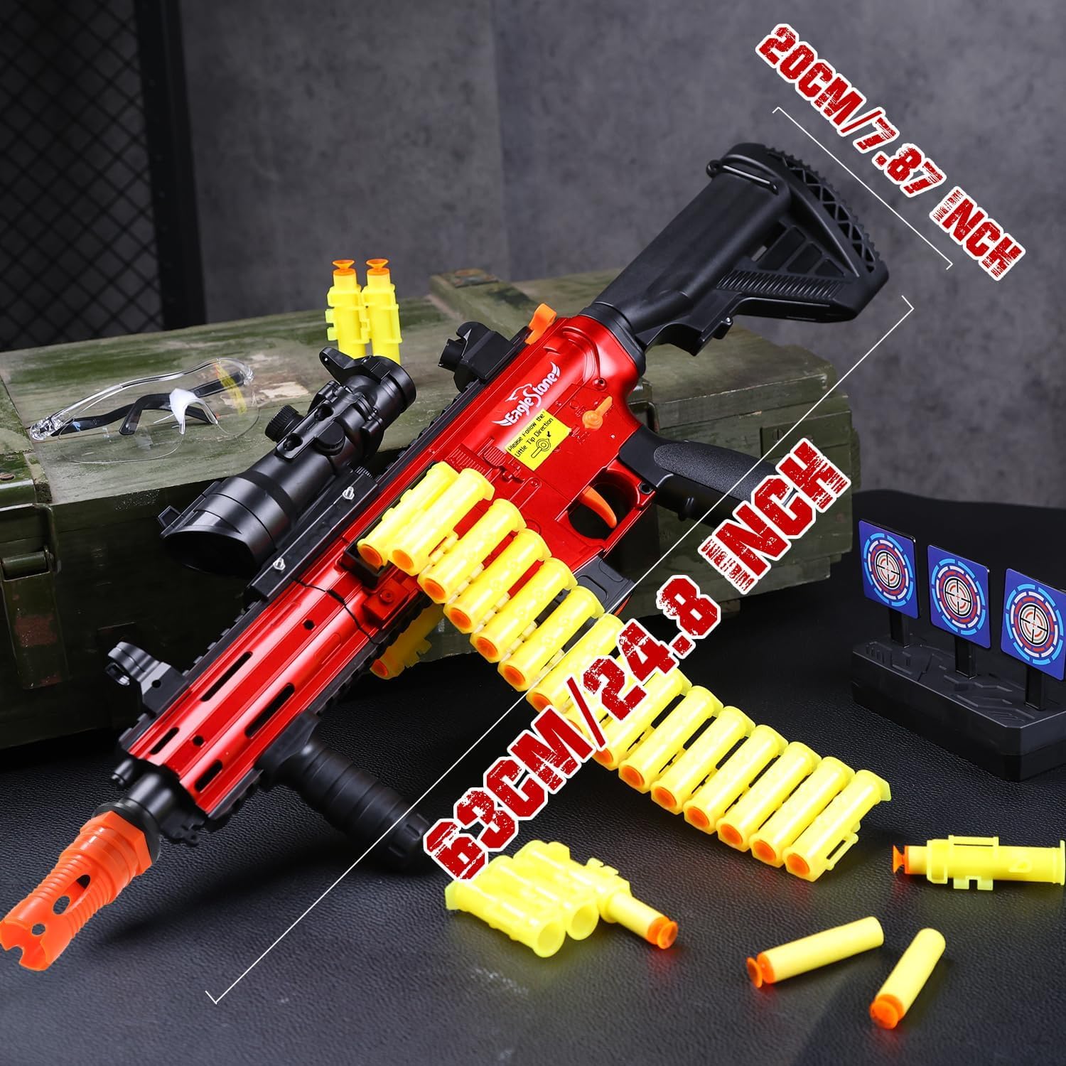 Eaglestone Automatic Toy Guns for Nerf Gun, Auto Sniper Machine Gun, 3 Modes Shell Ejecting Electric Toy Foam Blaster, 150 Darts,2 Battery,30 Bullet Belt, Motorize Realistic Toy Guns for Boys Age 8-12