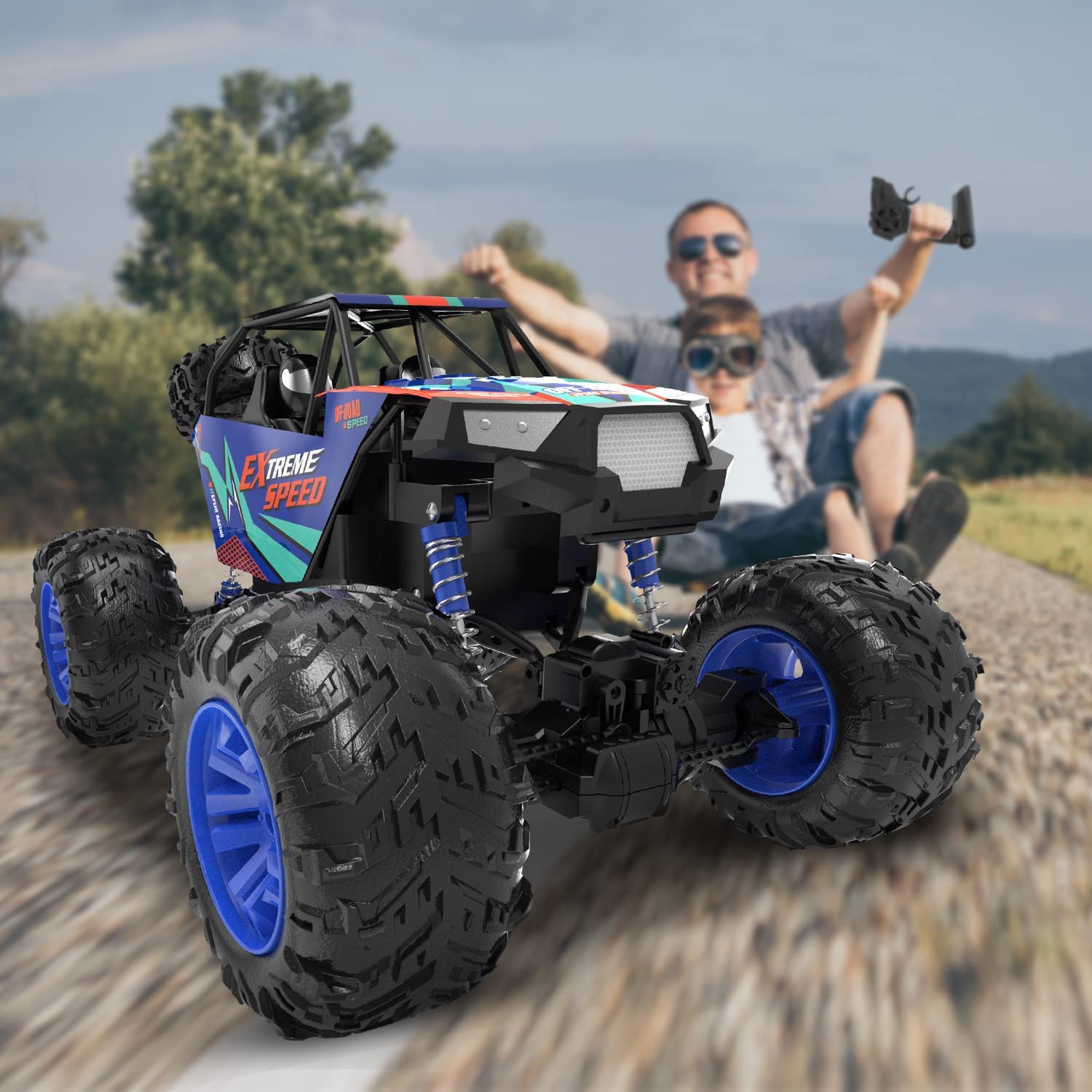 DEERC DE60 Large 1:8 Scale Upgraded RC Cars Remote Control Car for Adults Boys, Off Road Monster Truck with Realistic Sound, 2.4Ghz 4WD Rock Crawler Toy All Terrain Climbing, 2 Batteries for 80 Min Play